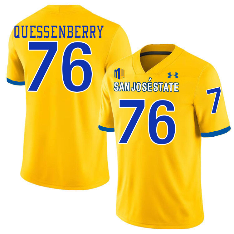 #76 David Quessenberry SJSU Jersey,San Jose State Spartans Football Jersey College Uniforms-Gold